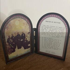 Stained glass freestanding prayer of petition metal frame